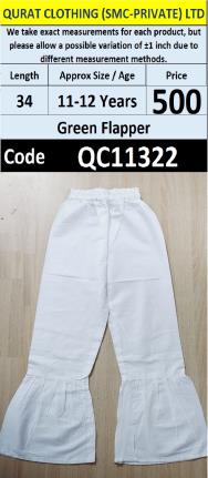 White Green Flapper Girls Bell Bottom Trouser – QC11322