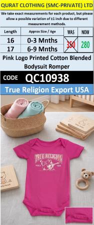 True Religion Pink Logo Printed Cotton Blended Bodysuit Romper QC10938 – Export USA