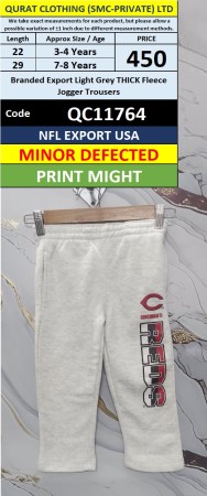 NFL Branded Export Light Grey THICK Fleece Jogger Trousers with Cincinnati Reds Print — Export USA — Minor Defected — QC11764