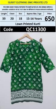Pakistan Crescent Printed Lawn Girls Kurti – QC11300