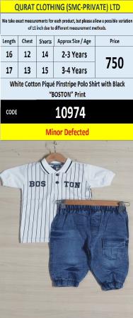 White Cotton Piqué Pinstripe Boston Polo Shirt & Denim Jogger Boys Set – QC10974 - Minor Defected