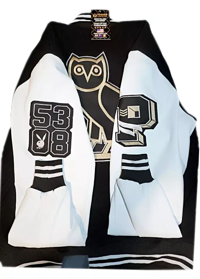 Buy Playboy Collegiate Black And White Varsity Jacket With Leather Sleeves Yohaan Leathers 8996