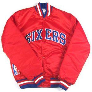 76ers Philadelphia Sixers Red Satin Jacket - YL-155